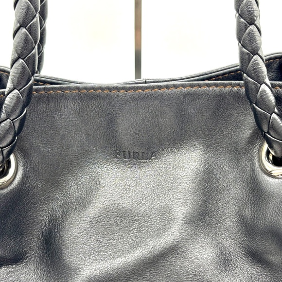Furla Black Leather Braided Handle Tote - Picture 3 of 7